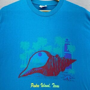 90s Padre Island Texas Blue Tourist Tshirt Single Stitch Made in USA VTG 1990s